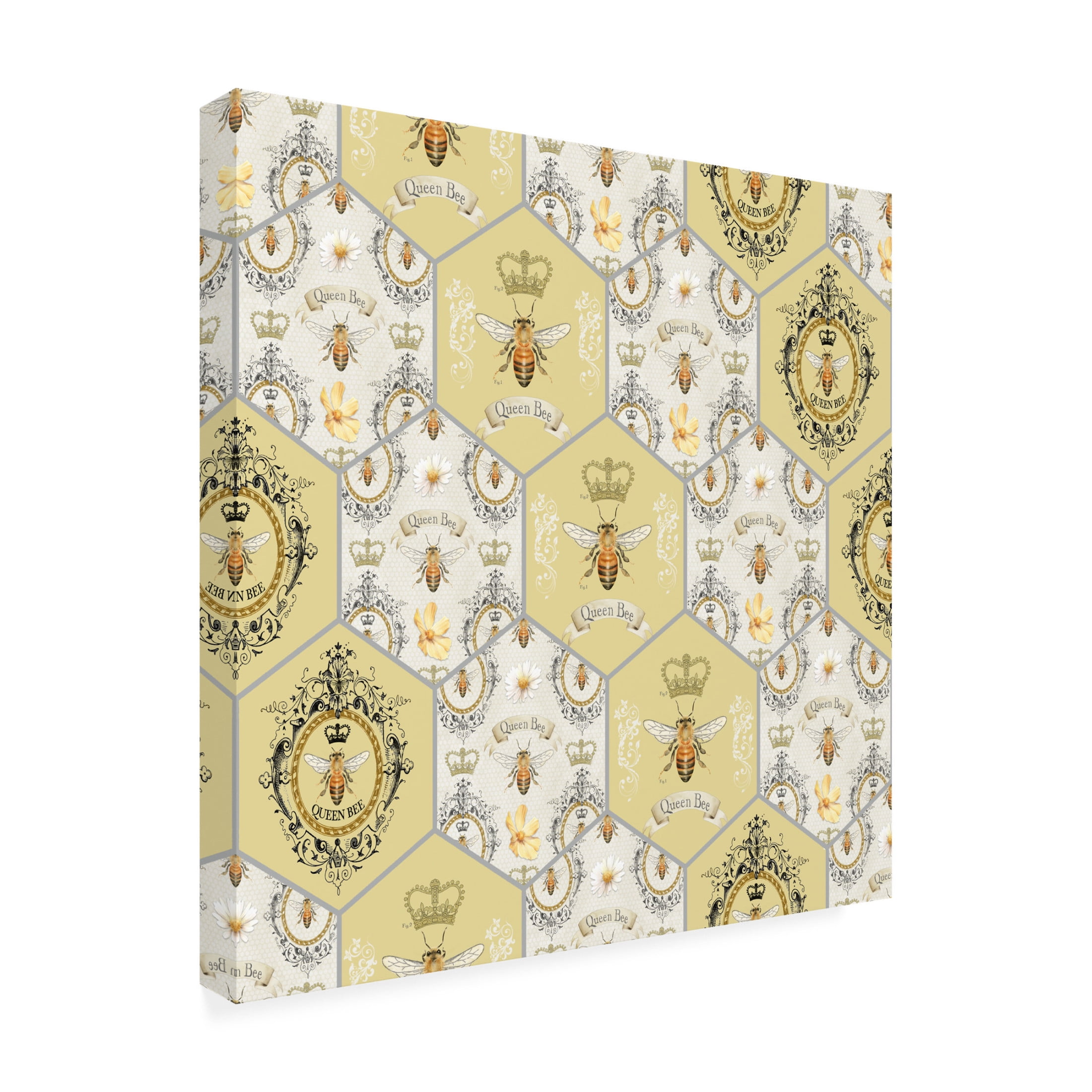 Canvas Wall Art - Jean Plout 'Queen Bee Collection E' Wall Art for Living Room, Bedroom, or Office Décor by Trademark Fine Art - 35 x 35 Inches