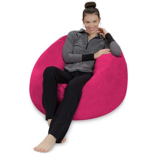 Sofa Sack Plush Ultra Soft Bean Bag Chair with Memory Foam and Microsuede Cover, Magenta (Set of 1)