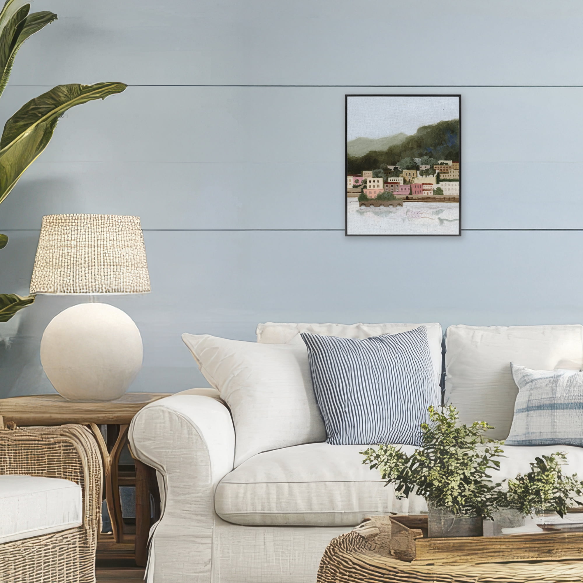 Stupell Industries Mountains By The Sea Black Framed Giclee Art, design by Grace Popp