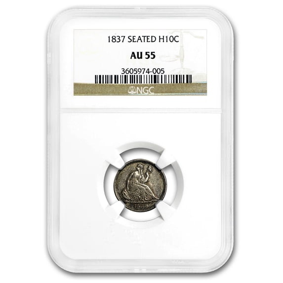 1837 Liberty Seated Half Dime No Stars, Small Date AU-55 NGC