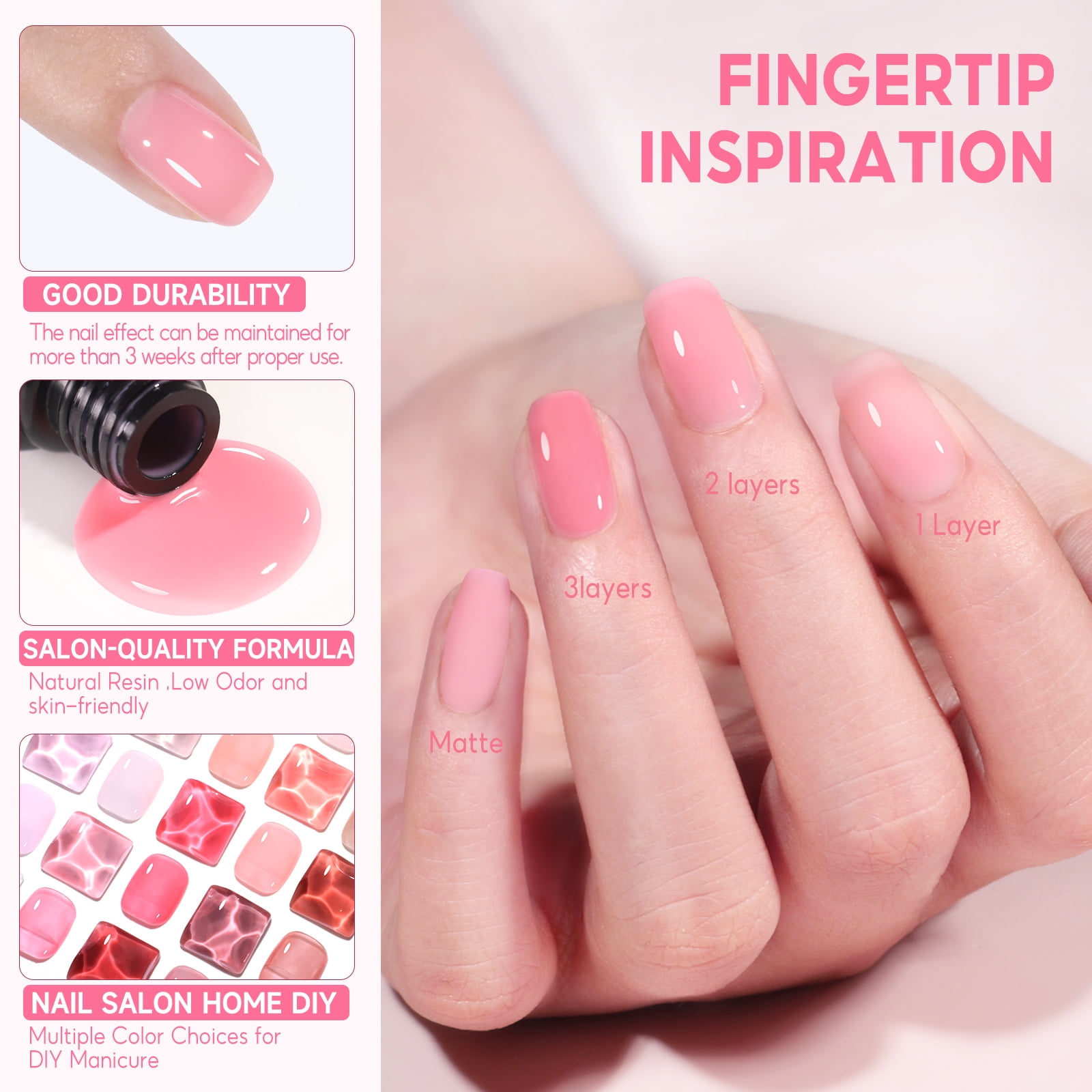 Coscelia Jelly Gel Polish Set Sheer Neutral 22 Colors Gel Polish Set Pink Blue Brown Gel Manicure Kit Nail Art for Women DIY at Home
