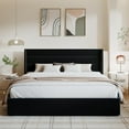 thumbnail image 4 of Amolife King Size Bed Frame, Velvet Lift Up Storage Platform Bed with Upholstered Panel Wingback Headboard, Black, 4 of 14