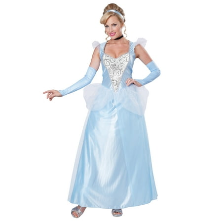 Classic Cinderella Womens Costume Disney Princess Fairy Tale Blue Gown