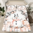thumbnail image 2 of Manfei Teens Christmas Snowman Queen Sheet Sets, Orange Gifts Print Flat Sheet, Western Winter Festival Queen Fitted Sheet, Luxury Bedroom Decor, 4 Pieces, 2 of 7
