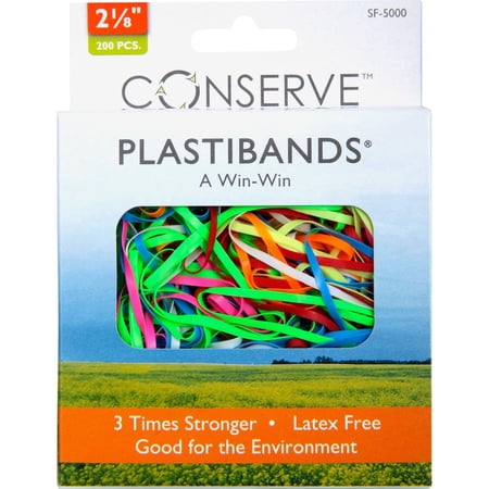 Conserve Plastibands - 2.1" Length - Latex-free - 200 / Box - Polyurethane - Assorted | Bundle of 5 Boxes