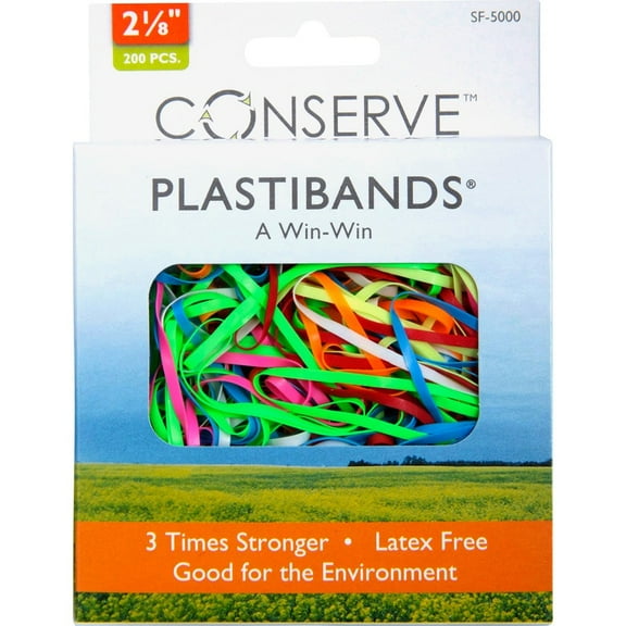 Conserve Plastibands - 2.1" Length - Latex-free - 200 / Box - Polyurethane - Assorted | Bundle of 2 Boxes