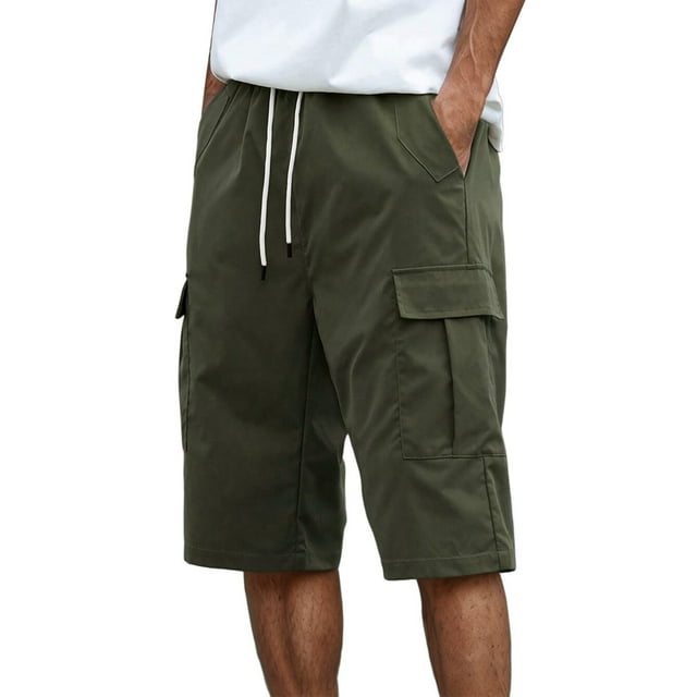 Men's Outdoor Cargo Shorts - Multiple Pockets, Comfortable Summer Wear, Loose Fit, Perfect Pairing with T-Shirts, Polyester Material