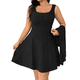 thumbnail image 3 of Conjunto de 2 Piezas para Mujer: Suéter, Vestido, Capa, Sin Mangas, Cuello Cuadrado y Cárdigan Corto de Larga, Conjunto de Punto, Negro, Talla M, 3 of 7