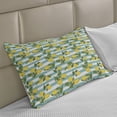 thumbnail image 2 of Lemons Knitted Quilt Pillowcover, Lemon Blossoms Leaves Citrus on Tree on Striped Background, Standard King Size Pillow Cover for Bedroom, 36" x 20", Seafoam Mustard, by Ambesonne, 2 of 2