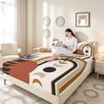 thumbnail image 3 of Manfei Boho Celestial Queen Sheets, Mid Century Art Queen Sheet Sets, Brown, Green and Black, Reversible 4 Pieces1 Flat Sheet + 1 Fitted Sheet + 2 Pillowcases, 3 of 6