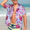 thumbnail image 5 of KLL Men's Hawaiian Shirt Short Sleeve Button Down Beach Shirts-Dragon Fruit, 5 of 5