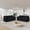 Black, variant on YWEN Oversized Deep Seat 2 Piece Loveseat Sofa Set, Modular DIY Combination Chenille Cloud Couch with 4 Pillows for Living Room Office