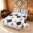 thumbnail image 2 of Manfei Tribal Geometric Diamond Queen Sheets, Vintage Cross Queen Sheet Sets, Black Brown White, Black Reversible 4pcs1 Flat Sheet + 1 Fitted Sheet + 2 Pillowcases, 2 of 6