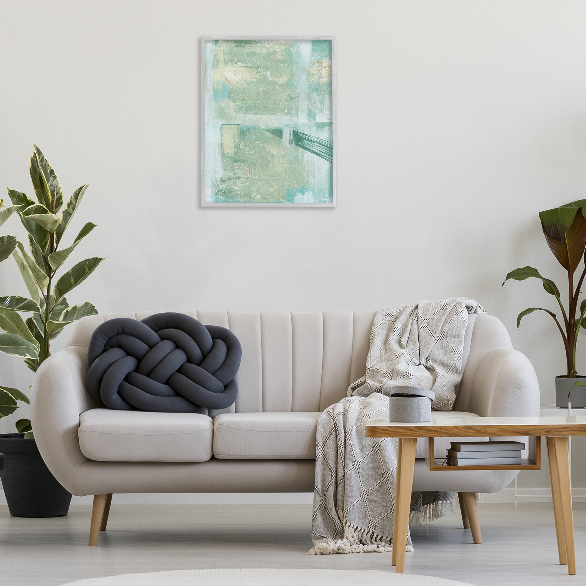 Stupell Industries Green Weathered Abstract Abstract Painting Gray Framed Art Print Wall Art, 24 x 30