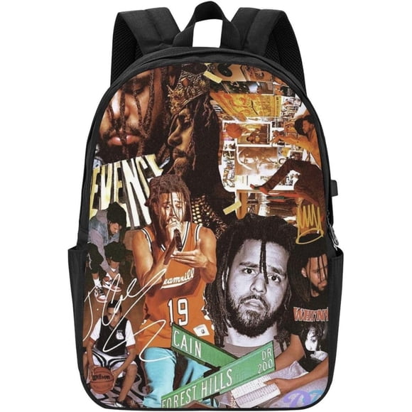 J Rapper Cole USB Port Backpack for Travel and Commuting
