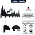 thumbnail image 3 of Forest Silhouette Metal Hook Rack - Rustic Wall Mounted Hooks for Coats, Keys, and Outdoor Gear - Decorative Deer & Pine Tree Design, Black, 3 of 14