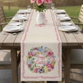 thumbnail image 4 of Happy Easter Table Runner 72 Inches, Spring Flower Pastoral Butterfly Retro Beige Bed Runner Dresser Scarves Tabletop for Indoor Outdoor Parties/Ceremony/Banquet, 16" x 72", 4 of 8