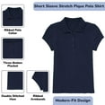 thumbnail image 5 of 5-Pack Girl's 3-Button Short Sleeve Stretch Pique Polo Shirts School Uniform (4-20), 5 of 5
