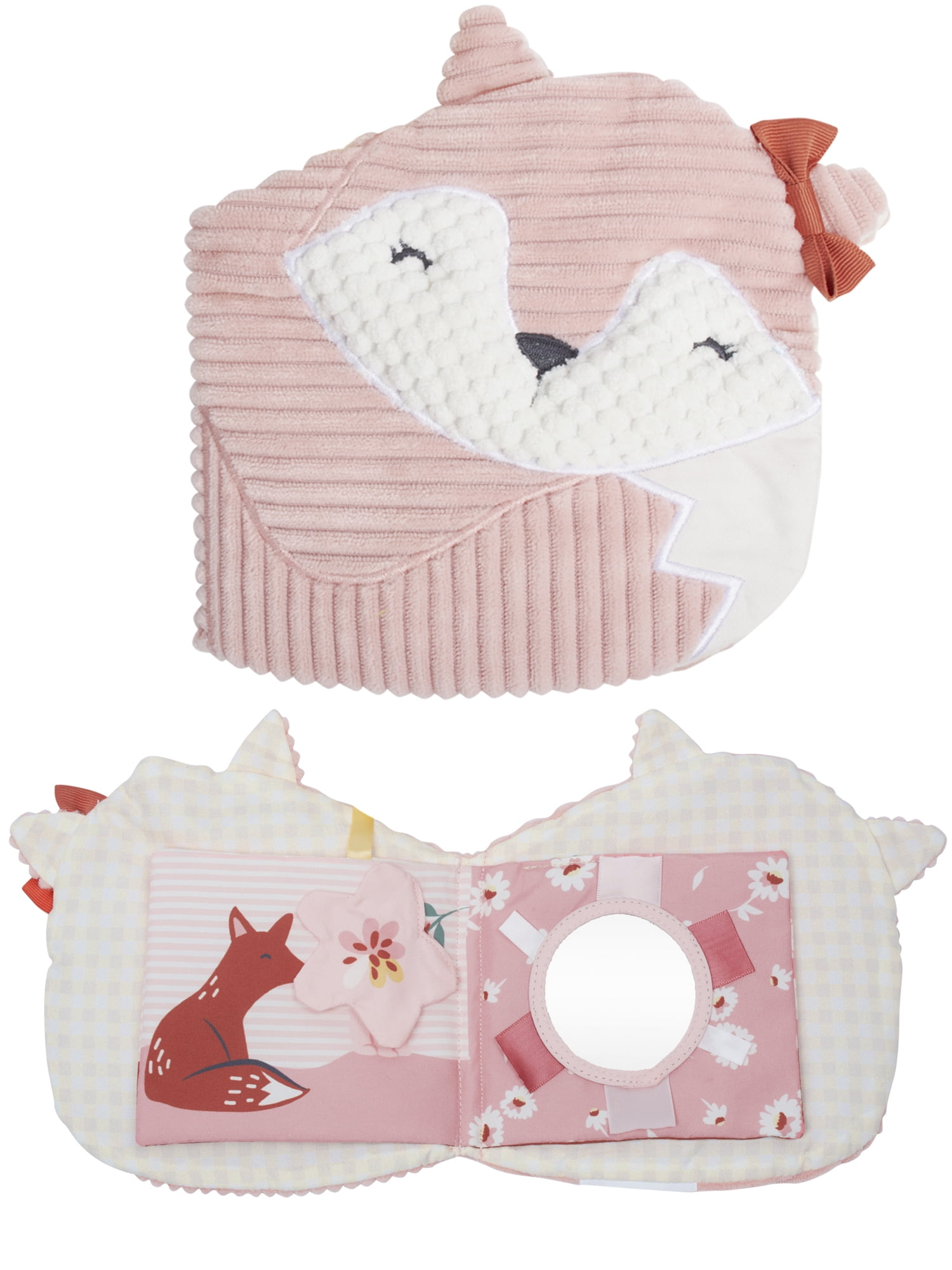 Modern Moments by Gerber Baby Girl Developmental Soft Crinkle Book, Pink Fox