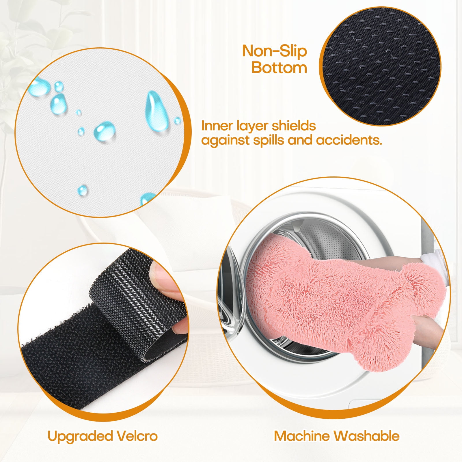 Sennaux Calming Dog Bed for Cats Puppy, Cozy Soft Plush Pet Bed Washable,S,Pink