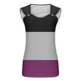 thumbnail image 4 of Tank Tops for Women Splicing Color Summer Fashionable Casual Sleeveless Printed Camisole Metal Round Neck Top Blouse, 4 of 5