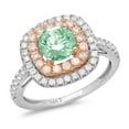 thumbnail image 2 of 1.615 ct Round Cut Simulated Green Diamond Solitaire with Accents Engagement Ring for Women in 14K White/Rose Gold, 2 of 2