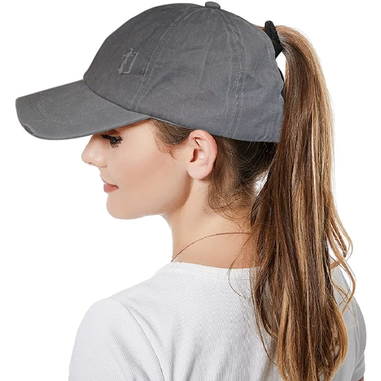Women\'s Ponytail Baseball Cap - Adjustable Criss Cross Back - 3 Pony Holes Womens Ponytail Hat Baseball Cap, Adjustable Criss Cross  main image 2
