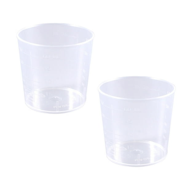 2 vasos de plástico de 60 ml para graduación, vasos medidores y recipientes para líquidos de cocina, taza para mezclar pintura.