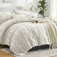thumbnail image 2 of Flymme Full Cream White Comforter Set with Sheet, 7 Pieces Boho Bed in a Bag Full Size Bed Set Simply Shabby Chic Bedding for Bedroom, 2 of 8