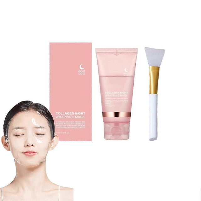Collagen Night Wrapping Mask, Peel-Off Overnight Collagen Face Mask - Deeply Hydrates & Firming & Glowy - Reduces Sagging & Wrinkle For Glowing Skin