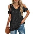 thumbnail image 2 of JGGSPWM Sequin Tops for Women Sparkly Shirt Party Top Sparkle Shirts Glitter Cold Shoulder V Neck Blouses Black 2XL, 2 of 9