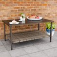 EAGLE PEAK Outdoor Rectangular Wicker Coffee Table with Metal Top and