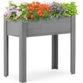 thumbnail image 3 of 31x31x16 inch Raised Garden Bed with Legs, Outdoor Elevated Garden Bed with Generous Planting Space, Elevated Wooden Planter Box for Outdoor, Plants, Flowers, Fruits, Vegetable and Herb Growing, Grey, 3 of 7