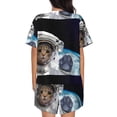 thumbnail image 3 of Kdxio Cat Astronaut Print Pajamas Sets for Women Short-Sleeved Pjs with Lounge Shorts Two Piece Sleepwear S-4XL, 3 of 8