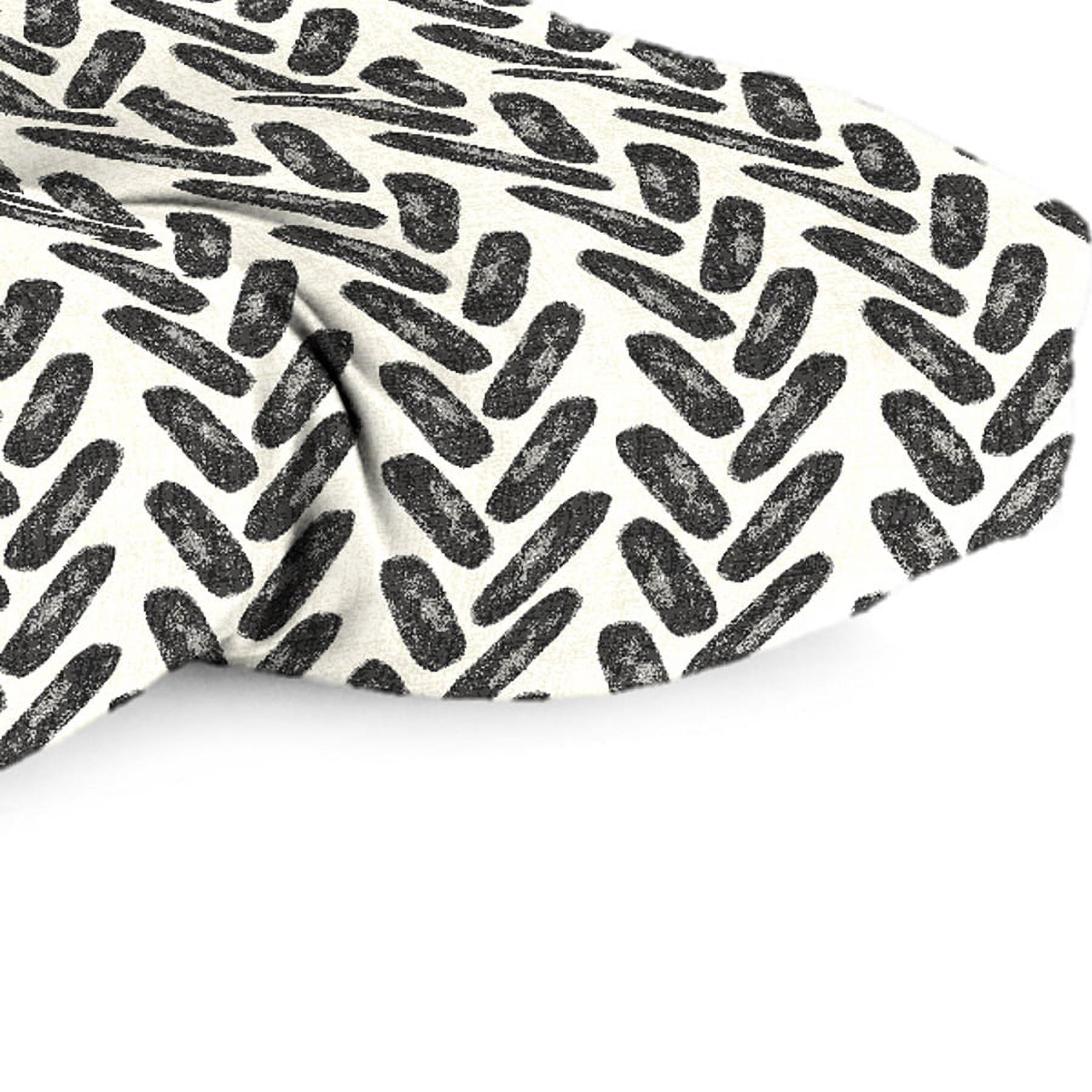 Jordan Manufacturing 44" x 18" Hatch Black Chevron Rectangular Tufted Outdoor Wicker Settee Bench Cushion with Rounded Back Corners