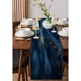 thumbnail image 4 of Table Runner Dresser Scarves 90 Inch Long,Navy Blue Stone with Gold Stripe Linen Dining Table Runners Abstract Marble Texture Tabletop Scarf for Wedding Holiday Party Kitchen, 4 of 9