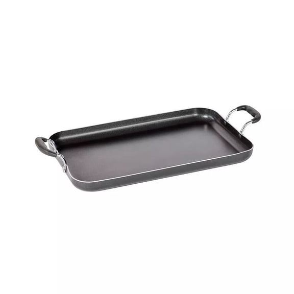 18"x11" Double Burner Griddle, Nonstick Cookware Black