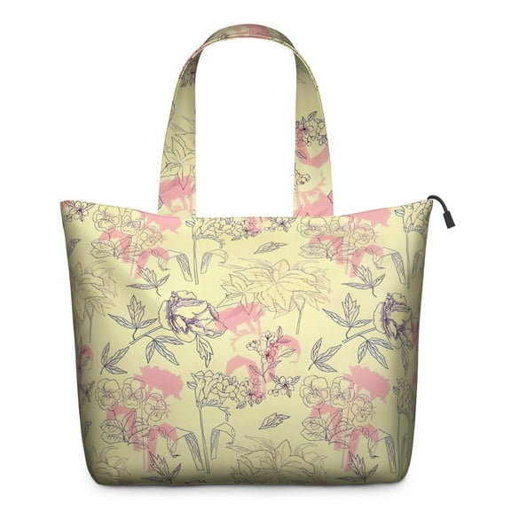 Pioneer Flower Floral Print Pattern Travel Tote Bags for Women Carry On,Large Weekender Bags for Women Travel,Multi Functional Duffle Bag for Work,Shopping,Sports