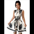 thumbnail image 3 of Vestido Midi de Verano 2025 para Mujer, con Estampado Floral Bohemio, Sin Mangas, con Cinturón, Holgado, con Botones y Aberturas Laterales. Negro M, 3 of 9