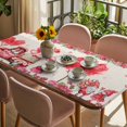 thumbnail image 3 of Pink Valentine's Day Table Cloths for 3 Foot Rectangle Tables, Love Heart Romantic Roses Gnomes Truck Patio Waterproof Elastic Fitted Tablecloths, Washable Rectangular Table Cover for Camping, 3 of 8