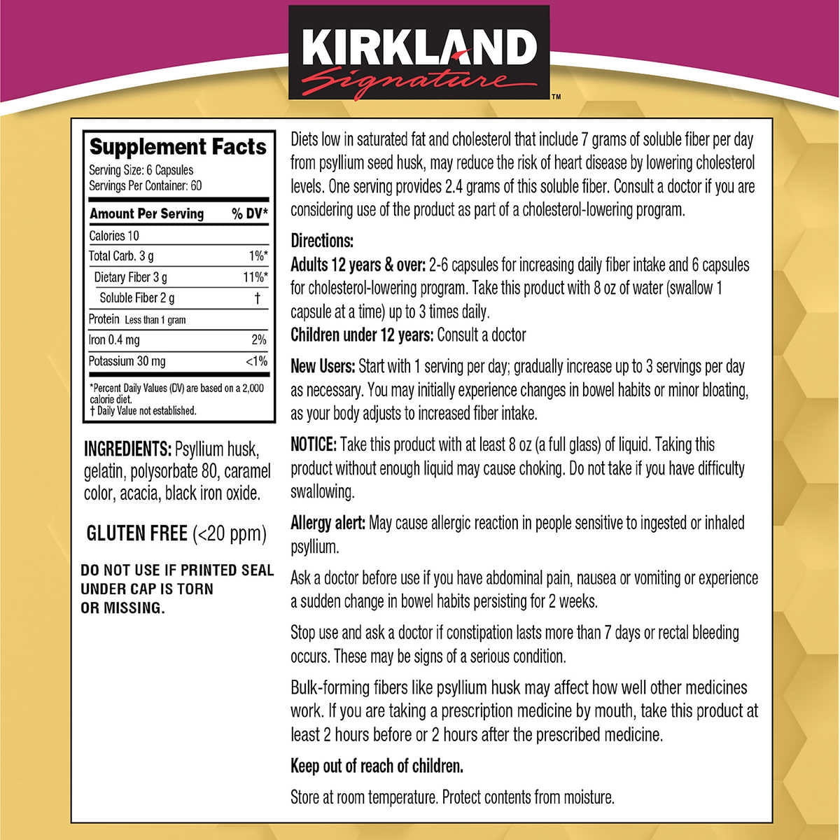 Buy Kirkland Signature Psyllium Fiber, 720 Capsules Online at Lowest