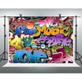 thumbnail image 1 of 10X7ft Graffiti Style Background 80's 90's Themed Party Backdrop for Photography Hip Hop Vinyl Background Photo Booth Studio Props GEEV391 LELEZ, 1 of 4