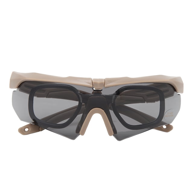 Gafas de tiro con protección UV, gafas militares para exteriores, a prueba de viento, a prueba de polvo, medio marco, gafas de motocicleta, protección para los ojos para hombres y mujeres, color caqu