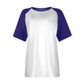 thumbnail image 4 of WRKEKC Trendy Casual Tops for Women Color Block Print Raglan Short Sleeve Crew Neck Pullover Fashion Everyday Tops, 4 of 5