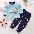 thumbnail image 2 of CAUYDY Baby Boys Pjs Infant Sleepers Long Sleeved Shirt Elastic Waist Pants 2Pcs Set Newborn Pajamas Preemie Clothes for Boy Fall Winter 0M 3M 6M 9M 12M Sizes 3-6 Months,Dark Blue, 2 of 4
