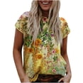 thumbnail image 2 of CHGBMOK Hauts d'Été Grande Taille pour Femmes Blouse Décontractée à Manches Courtes Imprimée Col Rond T-Shirt Hauts d'Été Plage en Solde, 2 of 4