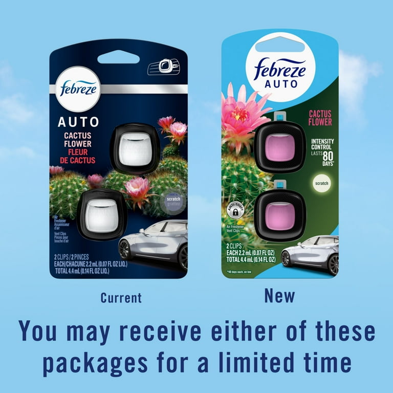 Febreze Car Air Freshener Cactus Flower Car Vent Clip Odor-Fighting Up to  40 Days - Walmart.com