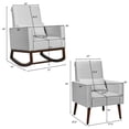 thumbnail image 3 of Gymax 2-in-1 Upholstered Rocking Chair Fabric Nursery Armchair with Pillow Light Grey, 3 of 10