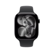 Apple Watch Series 11 [GPS + Cellular 46mm] Smartwatch with Jet Black Aluminum Case with Black Sport Band - M/L