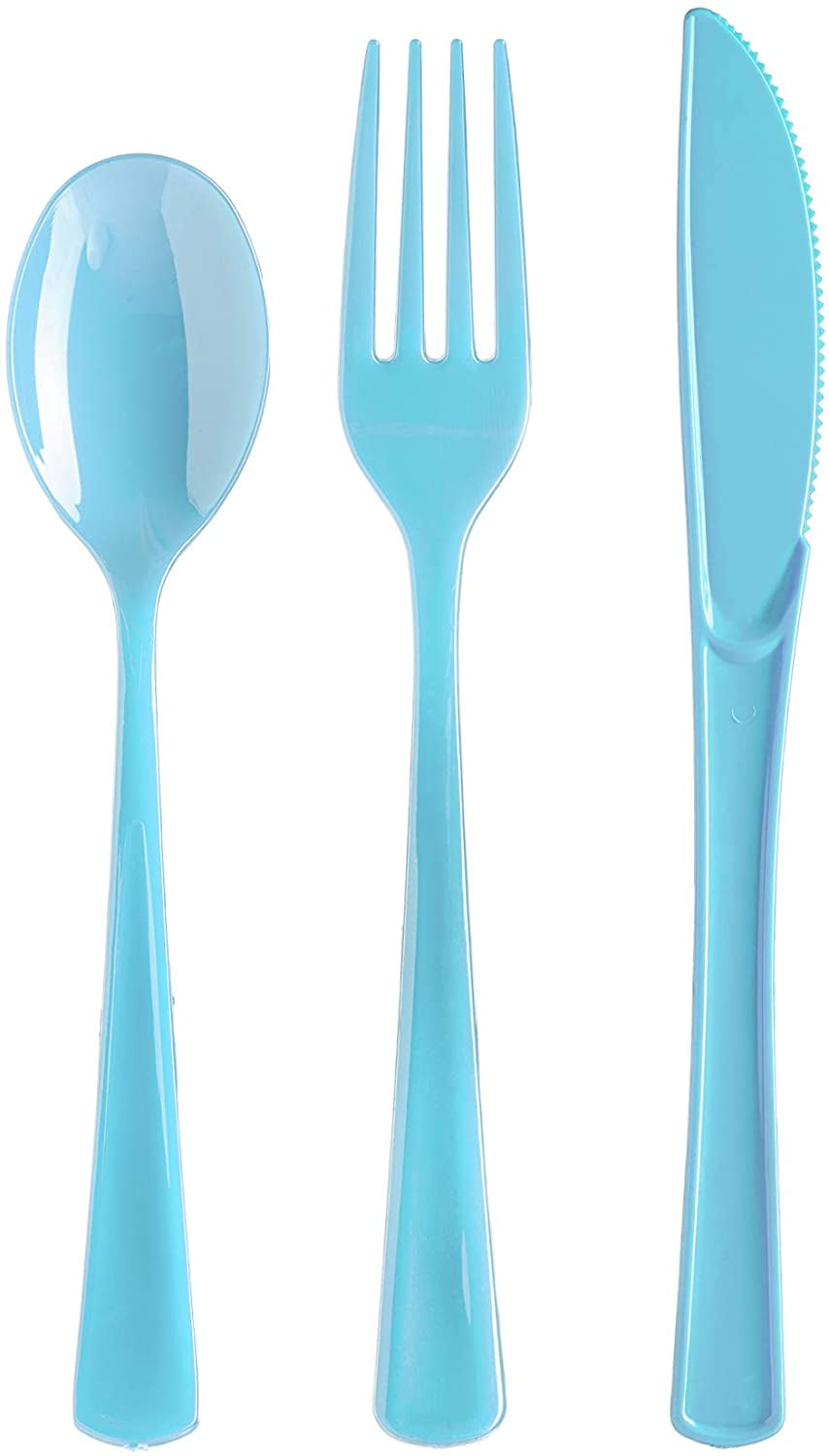 Factory Direct Light Blue Cutlery Combo Pack 24 Ct. Plastic Cutlery